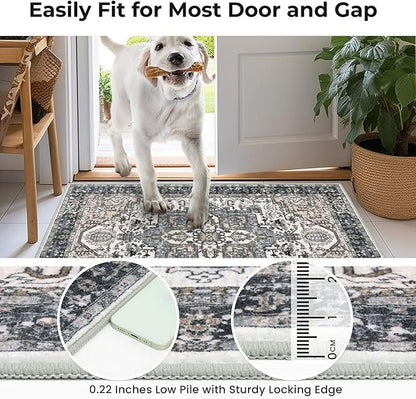 KOZYFLY Runners for Hallways 3x20 Ft Extra Long Faux Wool Washable Thin Hallway Rug Printed Runner Carpet for Entryway Bedroom Stair Kitchen Hall Living Room Decor, Black/Taupe/Beige