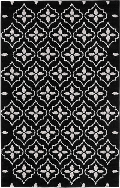 Nourison Home Nourison Essentials Black Ivory 4' x 6' Area Rug - Easy Clean, Non Shedding, Bed Room, Living Room, Dining Room, Kitchen (4' x 6')