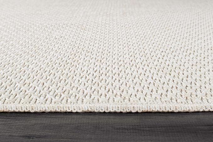 Easy Jute Rugs 2x7 White Color Living Room Indoor Outdoor Runner Rug for Farmhouse Patio and Kitchen Rug High Traffic Washable Easy to Clean Solid Boho Woven Design Outside Carpet (2 x 7)