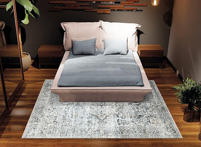 Bloom Rugs Caria Washable Non-Slip 8x10 Rug - Ivory/Gray/Caramel Traditional Area Rug for Living Room, Bedroom, Dining Room, and Kitchen - Exact Size: 7'8" x 10'