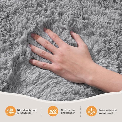 Zentavio Area Rugs for Living Room Light Grey Rugs for Bedroom Large Big 8x10 Carpet Fluffy Furry Soft Shag Aesthetic Plush High Pile Gray Rug for Nursery Kids Room Dorm