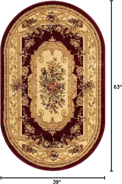Unique Loom Versailles Collection Traditional Classic Floral Motif Area Rug (3' 3 x 5' 3 Oval, Burgundy/Ivory)