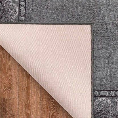 Antep Rugs Alfombras Bordered Modern 3x5 Non-Slip (Non-Skid) Low Pile Rubber Backing Indoor Area Rug (Gray, 3' x 5')
