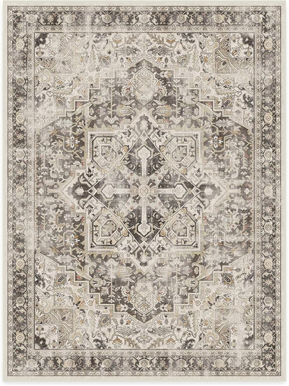 RUGGABLE Washable Vintage Area Rug – Kamran Hazel 9x12, Stain-Resistant, Non-Slip – Large Machine Washable Rugs for Living Room, Bedroom, Hallway, Entryway & Office–with Cushioned Pad