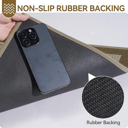 Front Door Mat 24''x35'', Absorbent Muddy Dirt Resist Washable Non Slip Low-Profile Indoor Doormat, Easy Clean Welcome Entryway Door Mats, Brown