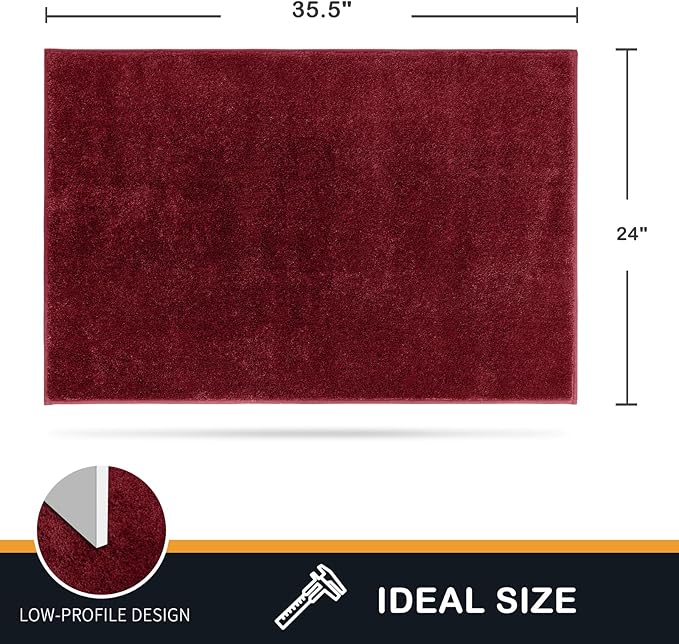 PURRUGS Dirt Trapping Door Mat 24" x 35.5", Non-Slip Machine Washable Entry Rug, Shoe Scraper, Dog Doormat, Super Absorbent Welcome Mat for Front & Back Door, Muddy Shoes & Paws, Burgundy Red