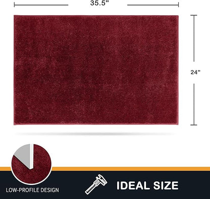 PURRUGS Dirt Trapping Door Mat 24" x 35.5", Non-Slip Machine Washable Entry Rug, Shoe Scraper, Dog Doormat, Super Absorbent Welcome Mat for Front & Back Door, Muddy Shoes & Paws, Burgundy Red