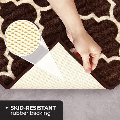 House, Home and More Skid-Resistant Carpet Runner – Moroccan Trellis Lattice – Coffee Brown & Vanilla Cream – 12 Feet X 26 Inches