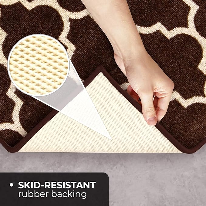 House, Home and More Skid-Resistant Carpet Runner – Moroccan Trellis Lattice – Coffee Brown & Vanilla Cream – 6 Feet X 26 Inches