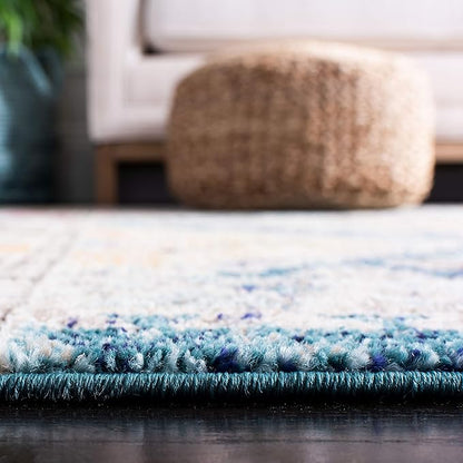 SAFAVIEH Madison Collection Runner Rug - 2' x 8', Dark Blue & Yellow, Boho Diamond Distressed Design, Non-Shedding & Easy Care, Ideal for High Traffic Areas in Living Room, Bedroom (MAD418N)
