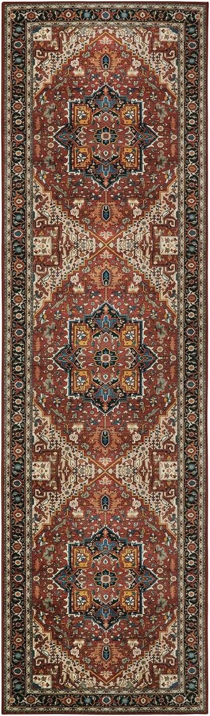 Moynesa Ultra-Thin Washable Runner Rug - 2x7 Low Pile Kitchen Rug Runners for Hallways, Boho Non-Slip Low Pile Indoor Throw Carpet Runner for Living Room Bedroom Bathroom Floor Camper, Brown