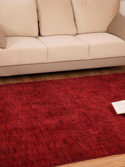Rugsotic Carpets Hand Knotted Gabbeh Wool 8'x11' Area Rug Solid Red L00111