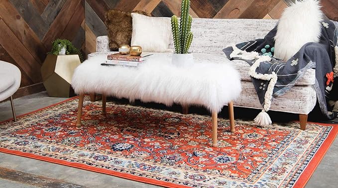 Unique Loom Sialk Hill Collection Area Rug - Washington (9' 10" x 13' 1" Rectangle Terracotta/Cream)