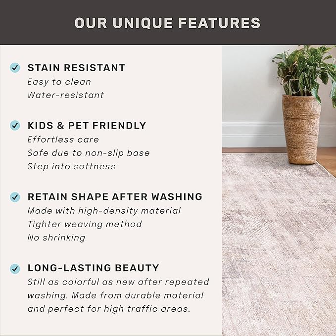 Modern Pink Abstract Area Rugs 9x12 for Living Room, Large Rug for Dining Room Under Table - Farmhouse Bedroom Rug Under Bed, Ultra Soft Washable Non Slip with Rubber Backing & Stain Resistant
