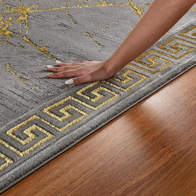 GLORY RUGS Area Rugs Marble 2x3 Grey Gold Carpet Modern Abstract Rug Living Room Dining Bedroom Rug