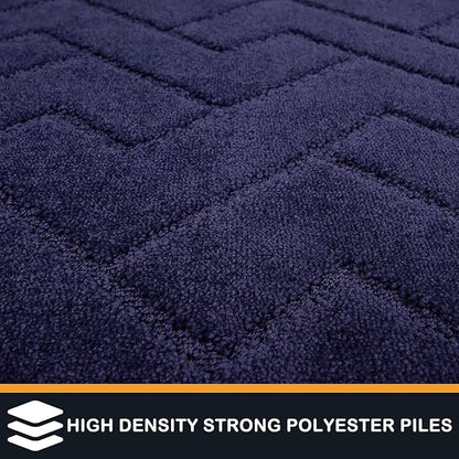 PURRUGS Easy Care Area Rug 6ft x 9ft, Non-Slip Machine Washable Entry Rug, Stain Resistant Accent Rug for Hallway, Bedroom, Living Room and Mudroom, Midnight Blue