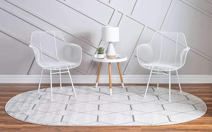 Unique Loom Trellis Frieze Collection Area Rug - Geometric (5' x 8' Oval, Ivory/ Gray)