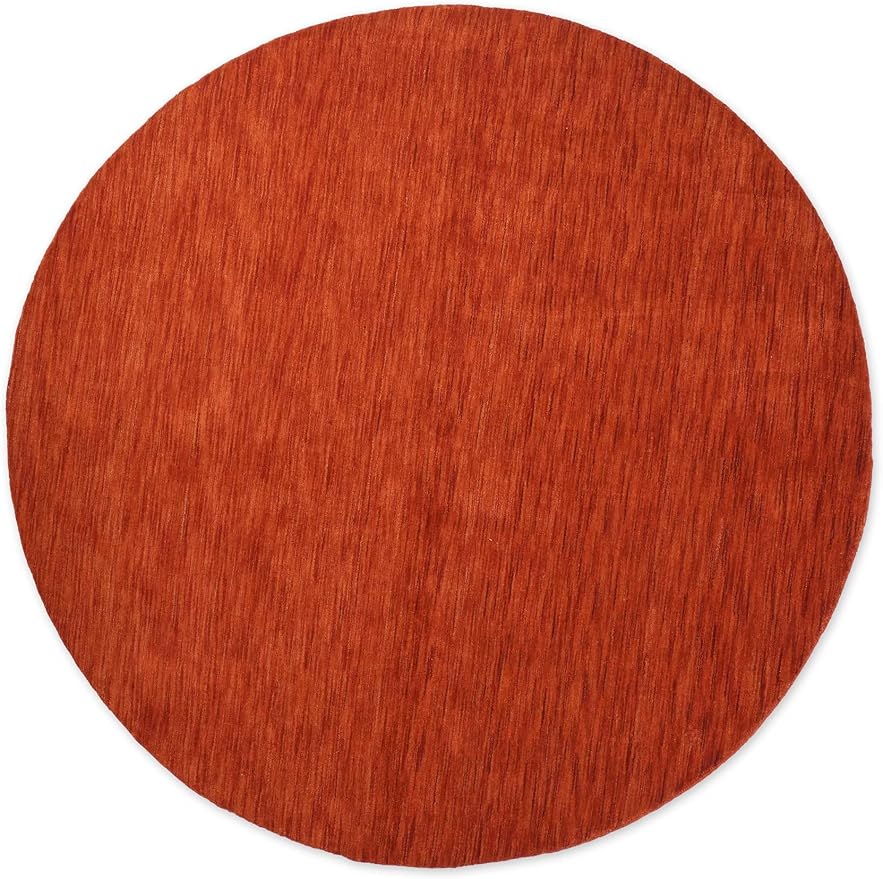 Hand Knotted Loom Wool ECO-Friendly Area Rugs - 8'x8', Round, Light Red Color, Solid Plain Design, High Pile Handmade Anti Skid Area Rugs for Living Room, Bed Room (L00111)