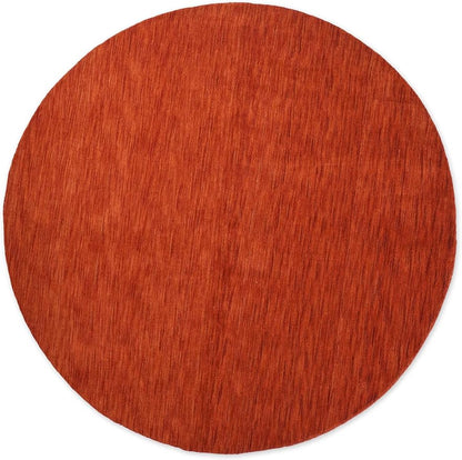 Hand Knotted Loom Wool ECO-Friendly Area Rugs - 8'x8', Round, Light Red Color, Solid Plain Design, High Pile Handmade Anti Skid Area Rugs for Living Room, Bed Room (L00111)