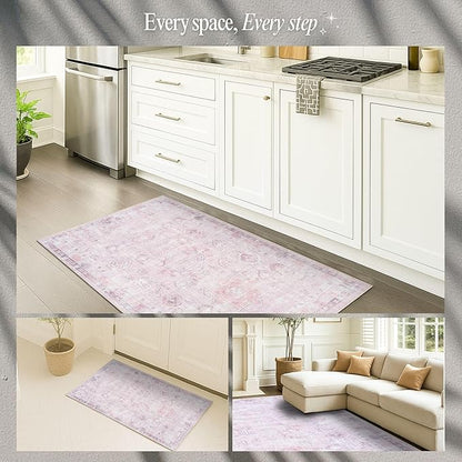 Fame Rugs Turkish Rug. Washable Vintage Oriental Antique Inspired Traditional Doormat Small Modern Area Rugs Luxury Entryway Entry Bedroom Bathroom Kitchen (412PP, 9' x 12')