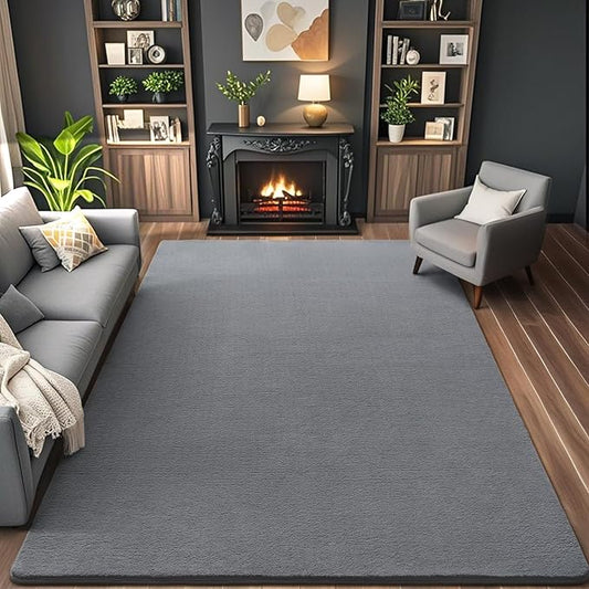 AROGAN Modern Shag Area Rug for Living Room, 5x7 Feet Washable Rugs for Bedroom, Indoor Floor Carpet, Plush Memory Foam Bedside Rug for Kids Girls Teens Low Pile Decor, Grey