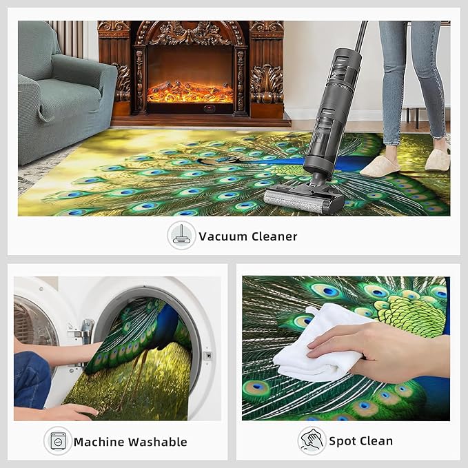 Peacock Rug 6x9-6x9 Rug, Wonderful Peacock Area Rugs for Bedroom, Nature Rugs for Living Room, Modern Style Washable Mat, Aesthetics Carpet - Peafowl Home Decor & Gifts
