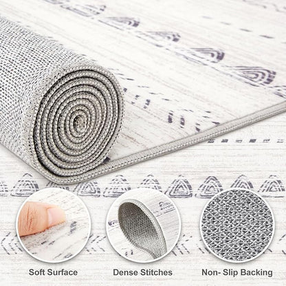 Nakagishi 7x10 Area Rug Living Room: Washable Boho Large Neutral Soft Farmhouse Modern Rugs Stain Resistant Moroccan Non-Slip Indoor Floor Carpet for Bedroom Nursery Playroom Office Dining Room- Gray