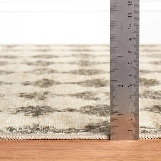 Dash & Albert Izzy Grey Machine Washable Rug, 7.5 X 9.5 Feet, Grey Graphic Pattern - Premium Luxury Hotel Quality Soft Breathable Hypoallergenic Machine Washable Easy Care All Season Comfortable