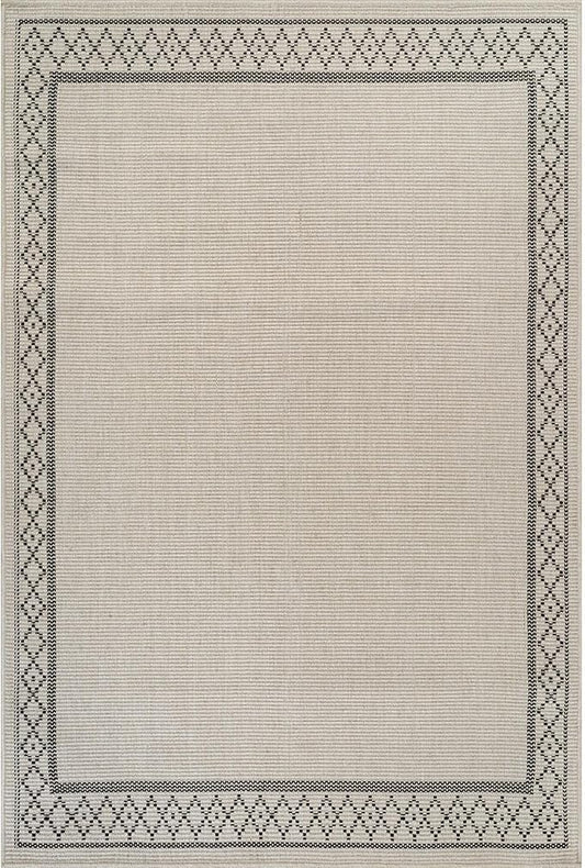 Easy Jute Rugs 5x7 Frame Bone Color Living Room Indoor Outdoor Area Rug for Patio and Kitchen Rug High Traffic Washable Easy to Clean Solid Boho Woven Design Carpet (5 x 7)
