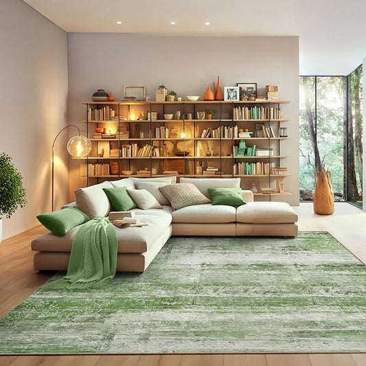 Abstract 6x9 Area Rug for Living Room Dining Room Home Office Bedroom Sage Green