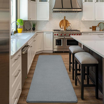 Amearea Modern Soft Hallway Runner Rug, 2x10 Feet Washable Long Runner Rugs for Hallway, Grey Fluffy Bedroom Rugs, Indoor Non Slip Memory Foam Rug Carpet for Entrance Kitchen Living Room Home Decor