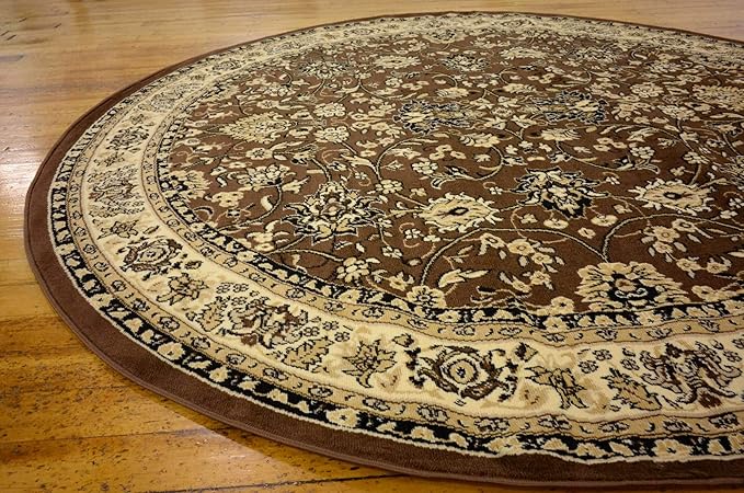 Unique Loom Sialk Hill Collection Area Rug - Washington (7' 10" Round Brown/Black)