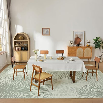 WITSHOCK 9x12 Washable Rug for Living Room,Modern Floral Distress Print Pattern Area Rugs,Stain Resistant with Non Slip Backing Carpet for Dining Room,Bedroom & Home Decor,Green/Light Green