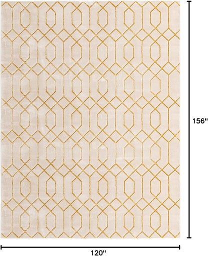 Marilyn Monroe Glam Collection Area Rug - Trellis (10'x 13' Rectangle, White Gold/ Gold)