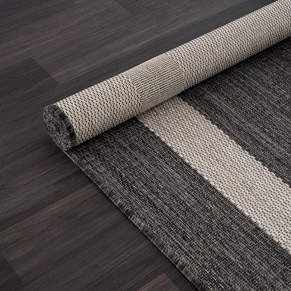 CAMILSON Outdoor Rug 6x9,Modern Outside Rugs for Patios Porches Waterproof Durable Washable Non-Shedding, Easy-to-Clean Indoor Outdoor Area Carpet (6 x 9, Bordered - Dark Gray/Light Gray)