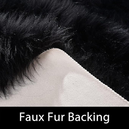 Latepis 9 x 12 Area Rug for Living Room Black Fur Faux Sheepskin Fluffy Rug for Bedroom Big Shag Carpet for Living Room Shaggy Rugs Rectangle