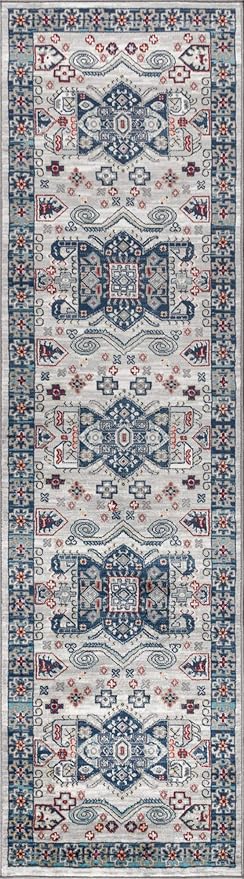 JONATHAN Y Modern Vintage Medallion Blue/Light Grey Runner Rug, 2x8, Country, Floral, Easy-Cleaning for Living Room, Bedroom, Kitchen, Pet Friendly, Non-Shedding (MDP108A-28)