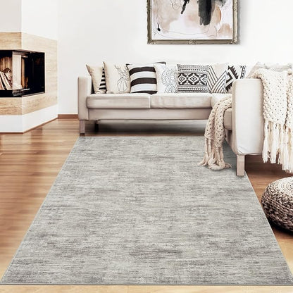 RUGSREAL 6x9 Large Bedroom Rug Soft Modern Area Rug for Living Room Non-Slip Stain Resistant Abstract Throw Floor Carpet Contemporary Solid Accent Carpet for Dining Room Office, Taupe