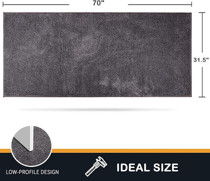 PURRUGS Dirt Trapping Door Mat 31.5" x 70", Non-Slip Machine Washable Entry Rug, Shoe Scraper, Dog Doormat, Super Absorbent Welcome Mat for Front & Back Door, Muddy Shoes & Paws, Light Grey-Dark Grey