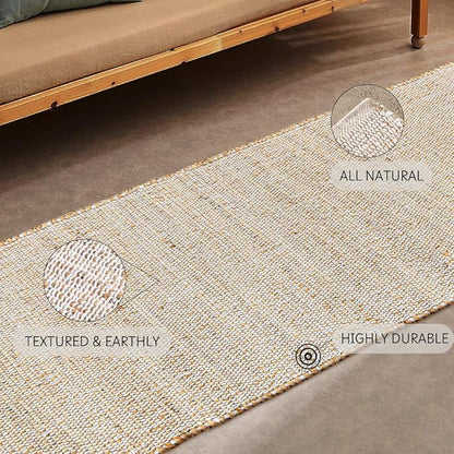 Savi Home Jute Cotton Hand Woven Area Runner Rug 2'x4.3', Natural Fibers, Rustic Farmhouse Style Rug, Vintage Bohemian Decor Rug for Bedroom, Dinning Room, Hallway, Office