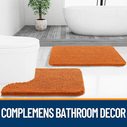 OLANLY Bathroom Rugs 24x16, Extra Soft Absorbent Chenille Bath Rugs, Rubber Backing Quick Dry, Machine Washable Bath Mats for Bathroom Floor, Tub and Shower, Home Decor Accessories, Clay