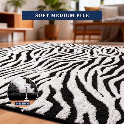 YIHOUSE 2×3 Ft Area Rugs, Abstract Washable Rug, Black and White Mordern Carpet, Soft Rugs Nonslip Throw Non-Shedding, for Bedroom Bedside, Laundry Room, Entryway, Indoor Home Decor