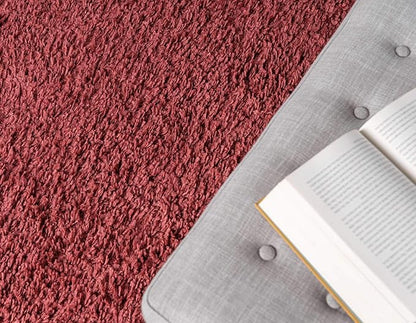 Unique Loom Davos Shag Collection Area Rug - Solid (9' 10" x 13' Rectangle, Poppy)
