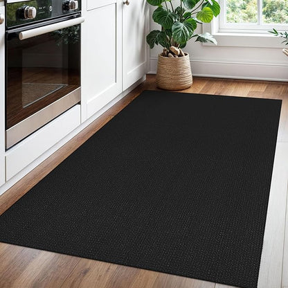 Braided Area Rug 3x5 Ft Washable Rugs for Entryway Non Slip Throw Rugs Boho Door Mat Indoor Entrance Cotton Kitchen Mats Woven Front Door Carpet for Foyer Living Room, Black/Grey
