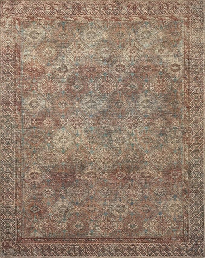 Loloi Amber Lewis Billie Collection, Aqua & Rust 2'-6" x 7'-6" Area Rug – Antique & Distressed Accent Rugs for Living Room, Bedroom, Entryway & Hallway, No Shed High Traffic Area Home Decor Rug