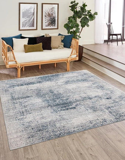 Unique Loom Finsbury Collection Area Rug - Sarah (7' 10" Square, Blue/ Ivory)