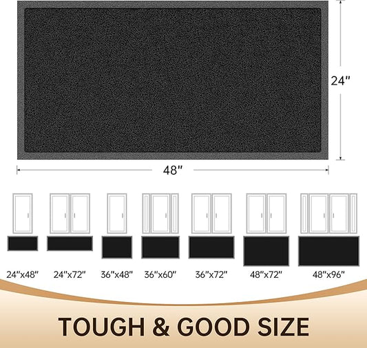 Amyracel Front Door Mat Indoor Outdoor Entrance, 24" x 48" All-Season Waterproof Doormat for Enterway, Heavy Duty Commercial Floor Mat, Fade Resistant, Rubber Back, Low Profile, Easy Clean