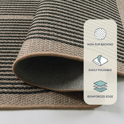 Lahome Modern Rainbow Easy Jute Outdoor Runner Rug, 2x6 Runners for Hallways Washable Laundry Room Rug, Farmhouse Non Slip Indoor Outdoor Carpet for Kitchen Floor Entryway