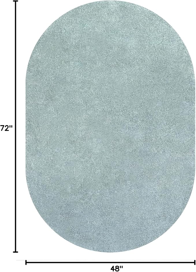 Eyely UES100S-4OV Supersoft Haze Solid Low-Pile Indoor Area Rug Casual;Contemporary;Solid;Traditional, Bedroom, Kitchen, Living Room, Easy-Cleaning, Non-Shedding, 4 X 6 Oval, Light Blue