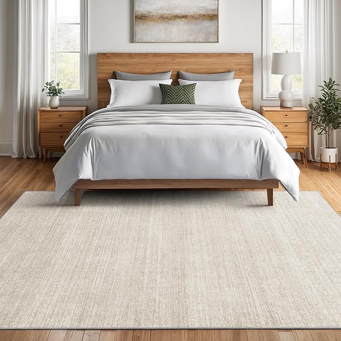 Valenrug Washable Rugs 8x10 - Stain Resistant 8x10 Area Rugs for Living Room, Non Slip Backing Printed Large Area Rugs for Bedroom, Folable Machine Washable Area Rug (8'x10', Beige)